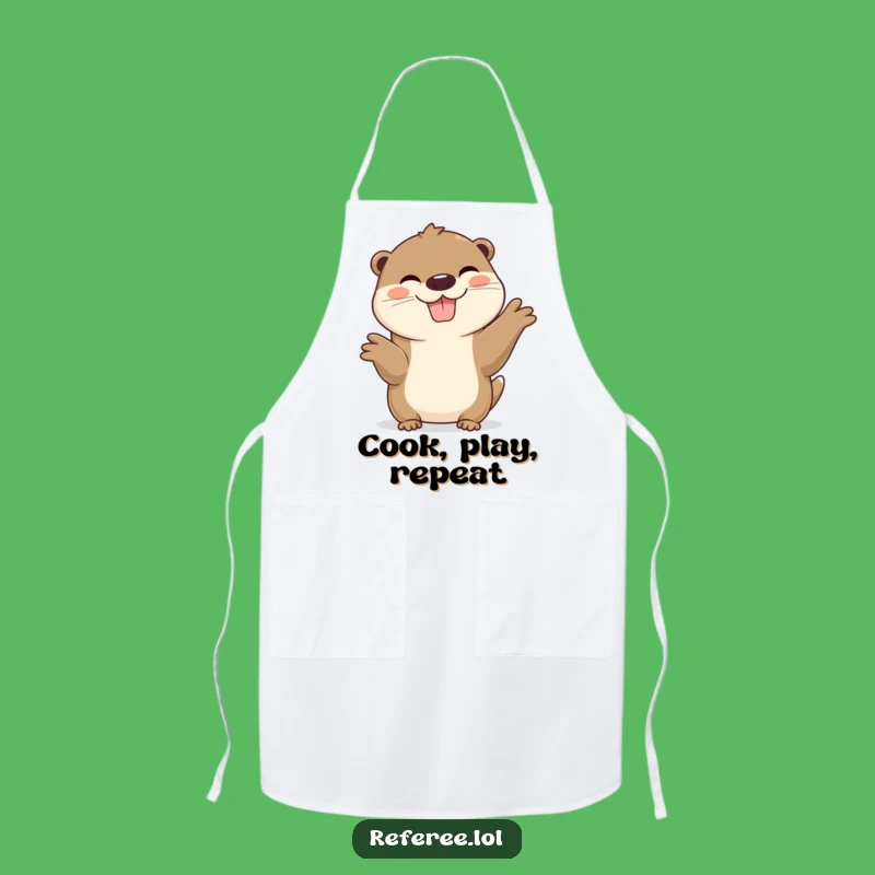 Funny Otter Apron: Cheerful Cook with Wide Grin, Kitchen Fun Gift