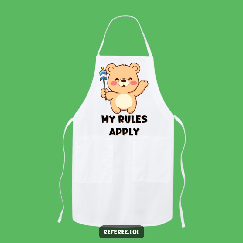 Funny Bear Apron: Chef Bear Points Authoritatively with Flag, Perfect Kitchen Gift