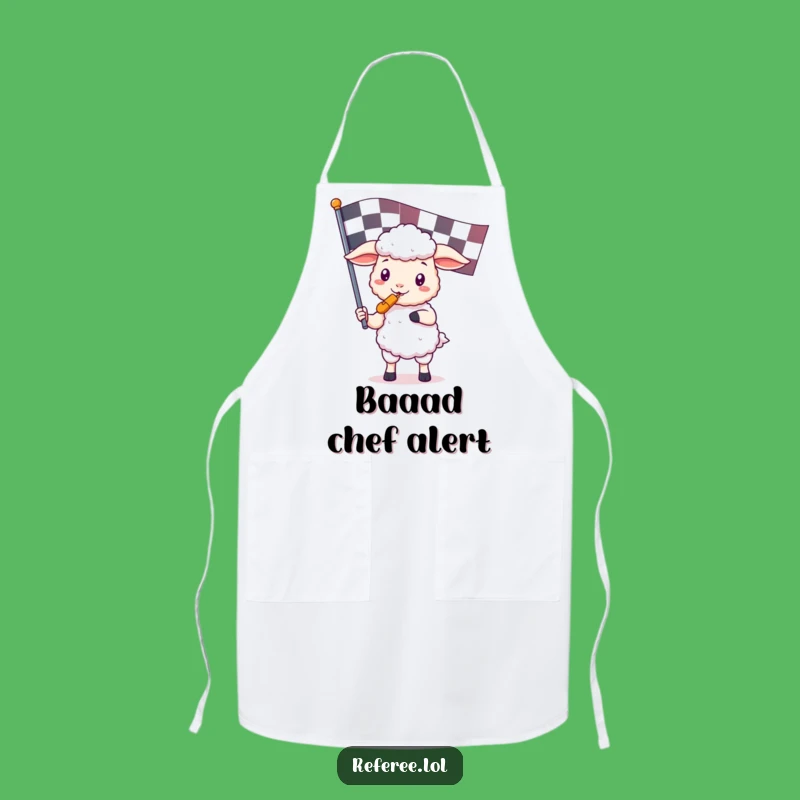 Funny Kawaii Sheep Referee Apron - Cute Kitchen Whistle Gift
