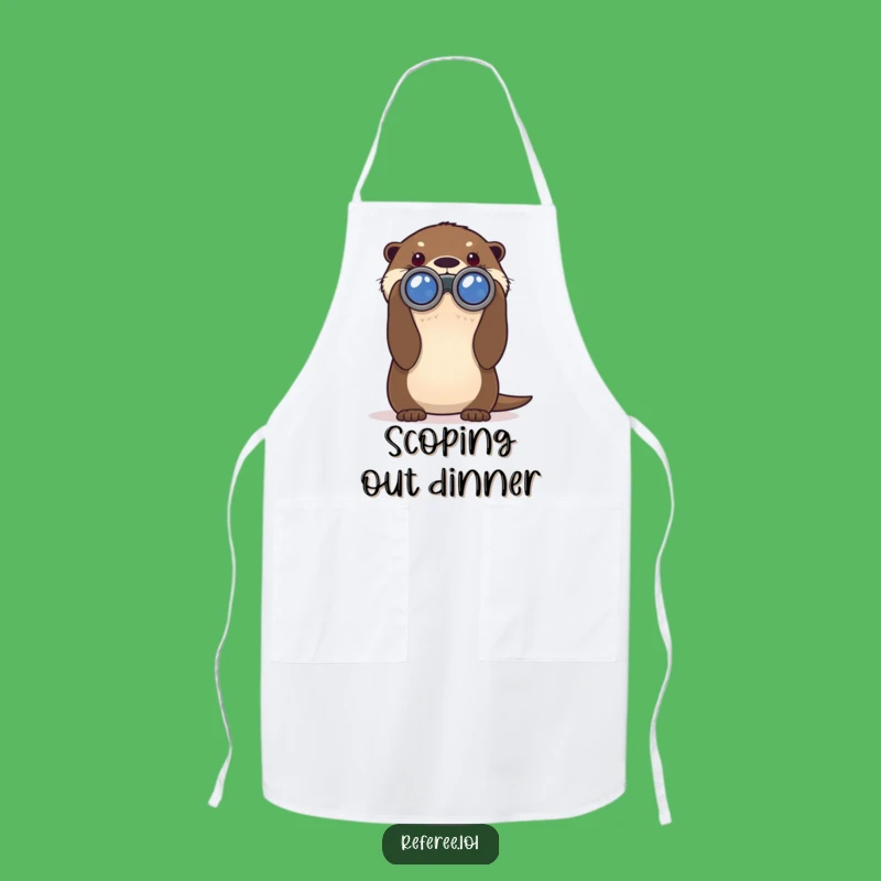 Funny Otter Binoculars Apron - Hilarious Kitchen Explorer Wear