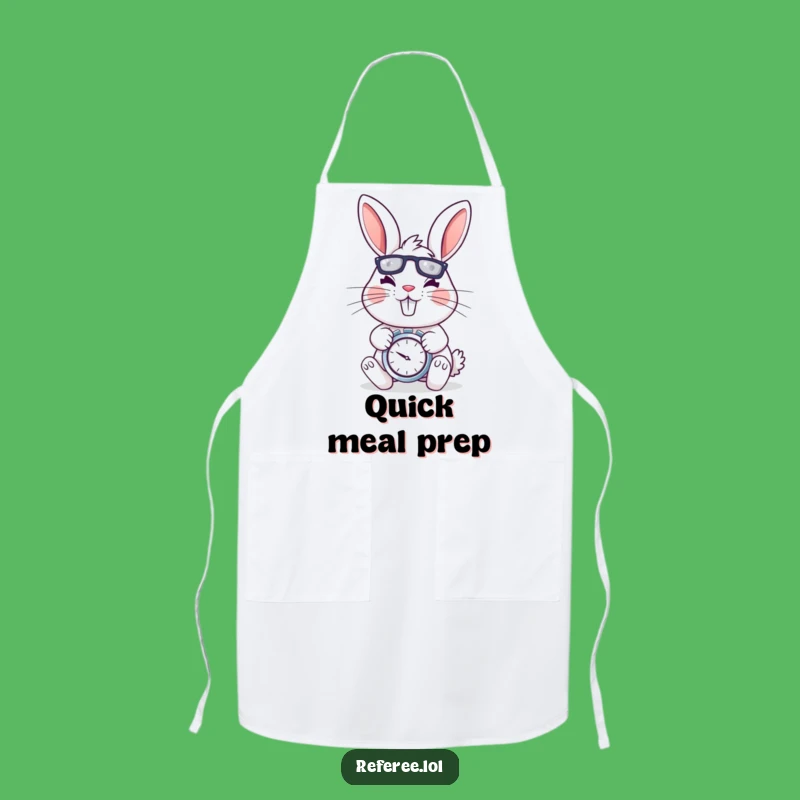 Funny Rabbit Stopwatch Apron - Energetic Chef, Determined Pace, Humorous Kitchen Gift