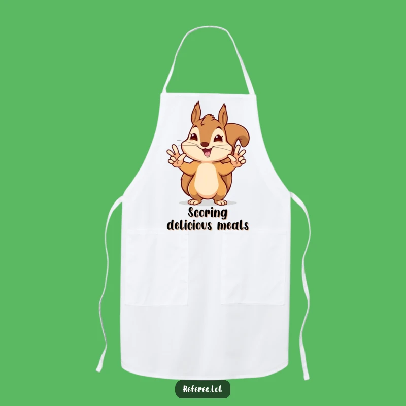 Funny Squirrel Touchdown Apron - Chef's Victory Signals, Humorous Kitchen Gift