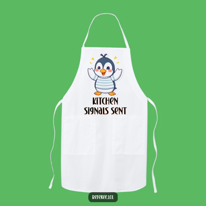 Funny Penguin Hand Signals Apron - Frantic Kitchen Humor