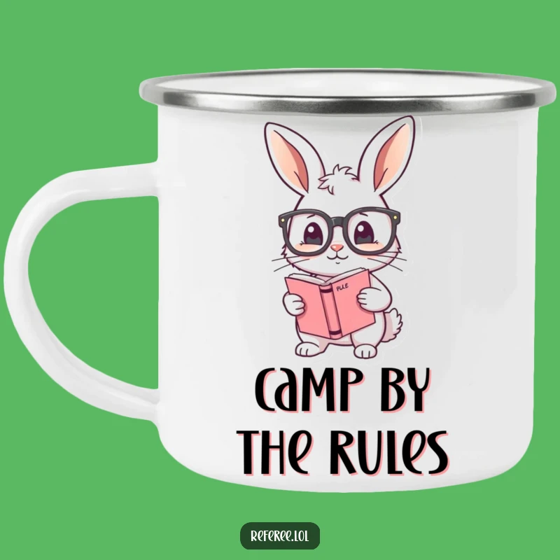 Funny Bunny Rule Book Camping Mug: Durable and Shy, A Bunny Gift for Organized Adventures!