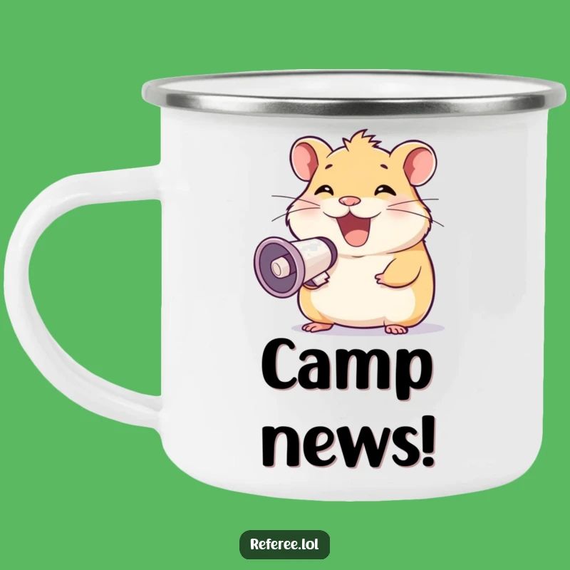 Funny Hamster Megaphone Grin Camping Mug - Loud and Hilarious Outdoor Gear!
