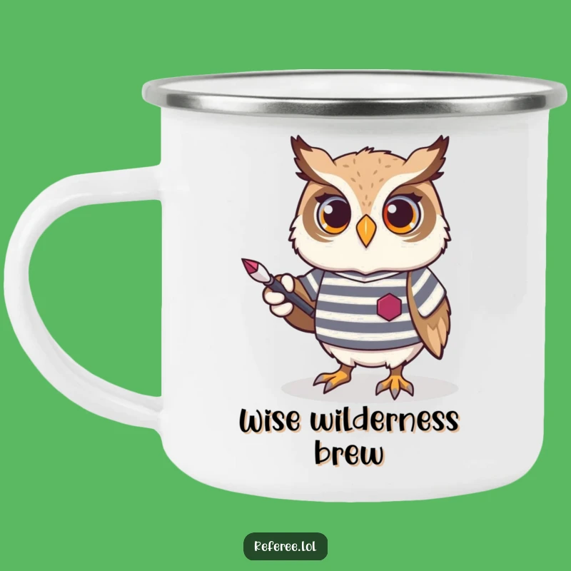 Funny Owl Camping Mug: Durable Enamel Bird with Pointer for Outdoor Fun