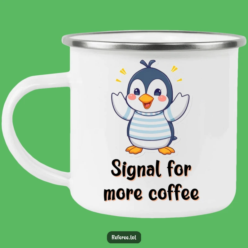 Funny Penguin Hand Signals Camping Mug - Frantic Outdoor Gift