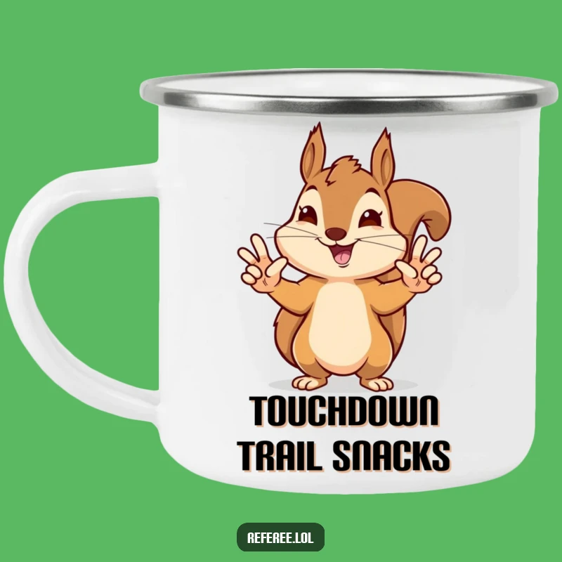 Funny Squirrel Touchdown Camping Mug - Outdoor Victory Signals, Humorous Sports Gift