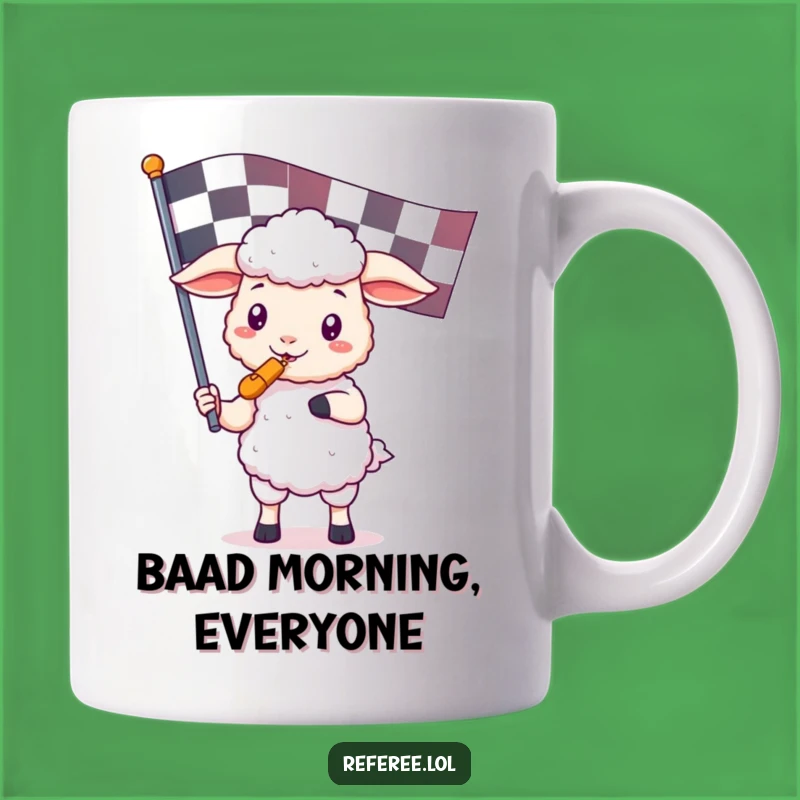 Funny Kawaii Sheep Referee Mug - Whistle & Flag Humor Gift