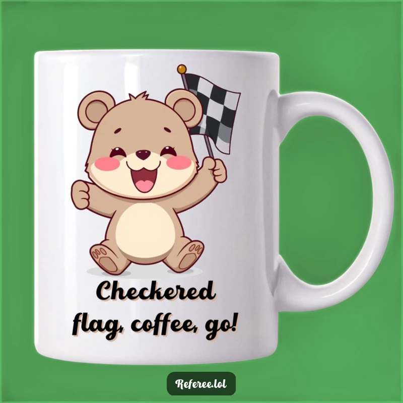Funny Bear Cub Checkered Flag Mug - The Perfect Funny Gift for Racers!