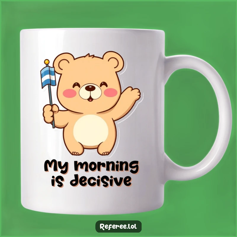 Funny Bear Leader Mug: A Happy Bear Points Authoritatively with Flag, Perfect Gift