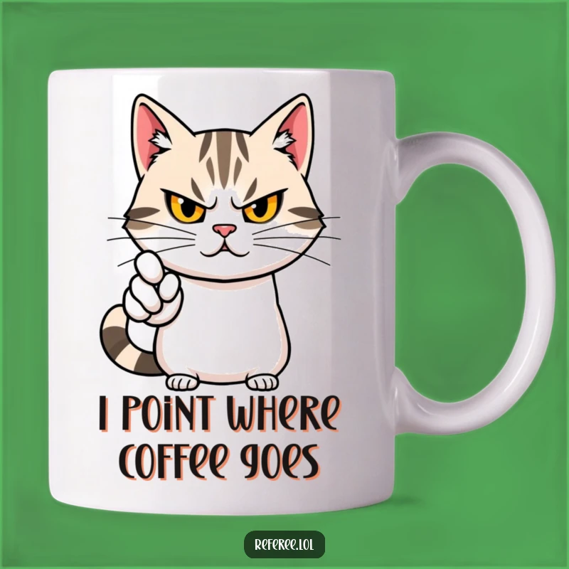 Funny Cat Pointing Mug: Stern But Cute Decision Maker, Perfect Gift