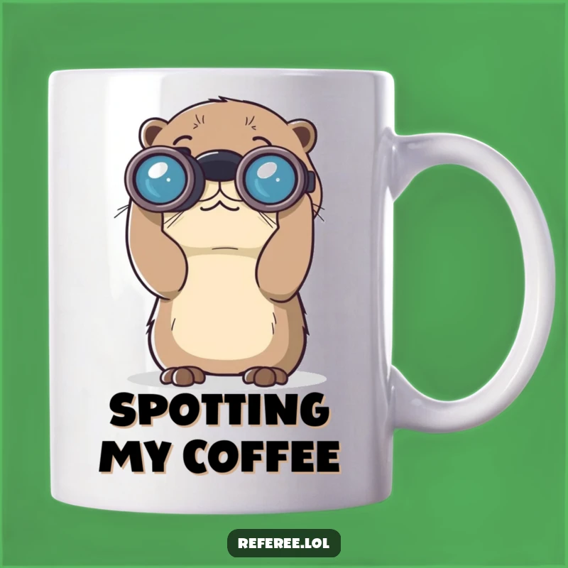 Funny Curious Otter Binoculars Mug - Whimsical Explore Gift for Nature Lovers