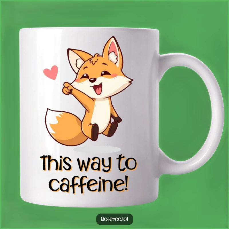 Funny Bouncing Fox Goal Pointing Mug - Enthusiastic Soccer Fan Gift for a Great Laugh!