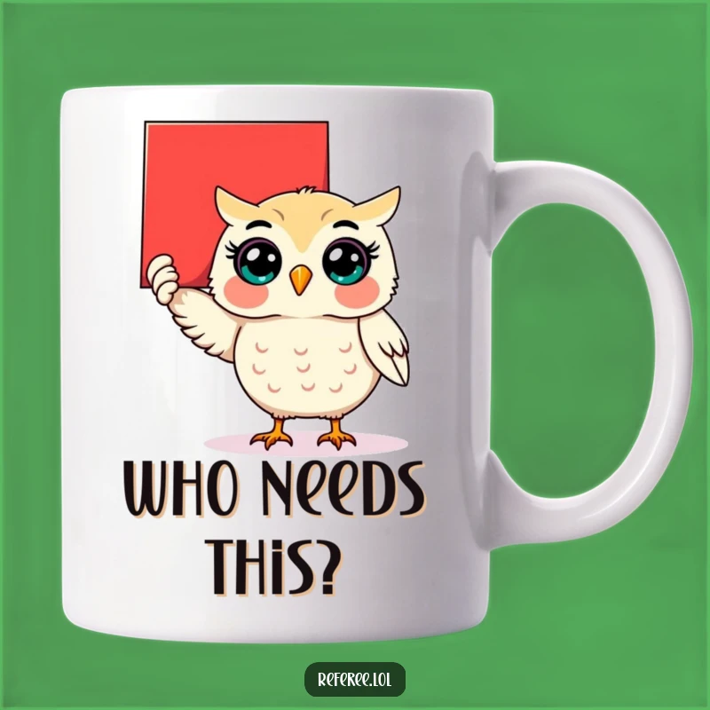 Funny Surprised Owl Red Card Mug: A Hilarious Gift for Rule Breakers!
