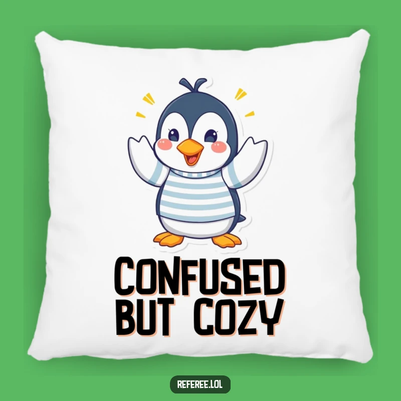 Funny Penguin Hand Signals Pillow - Frantic Comfort Gift