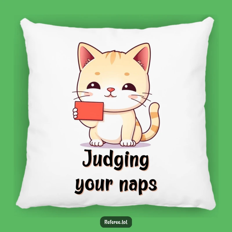 Funny Cat Red Card Pillow - Cozy Cushion for Feline Fans