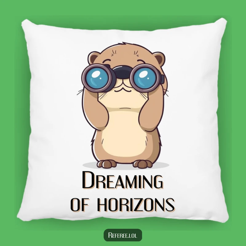 Funny Curious Otter Binoculars Pillow - Cozy Comfort with Whimsical Exploration