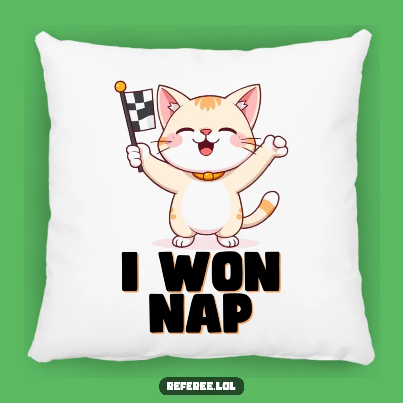 Funny Racing Cat Pillow: Cozy Up with a Champion Feline!