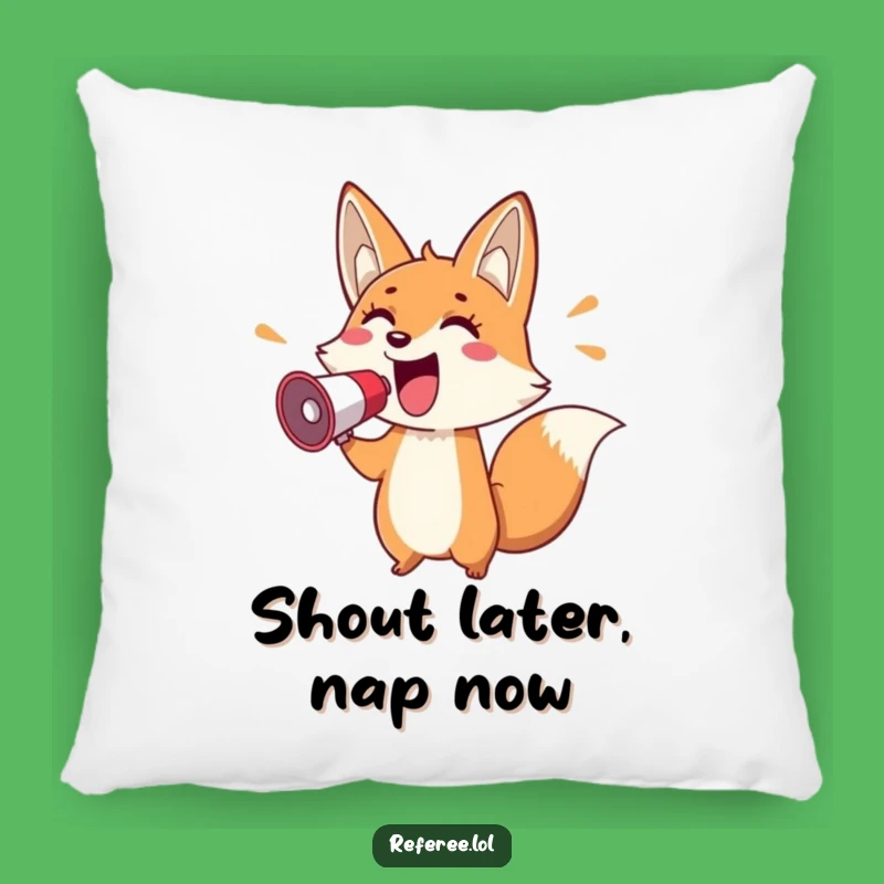 Funny Fox Megaphone Pillow: Soft and Cheerful, The Perfect Fox Gift for Enthusiastic Comfort!
