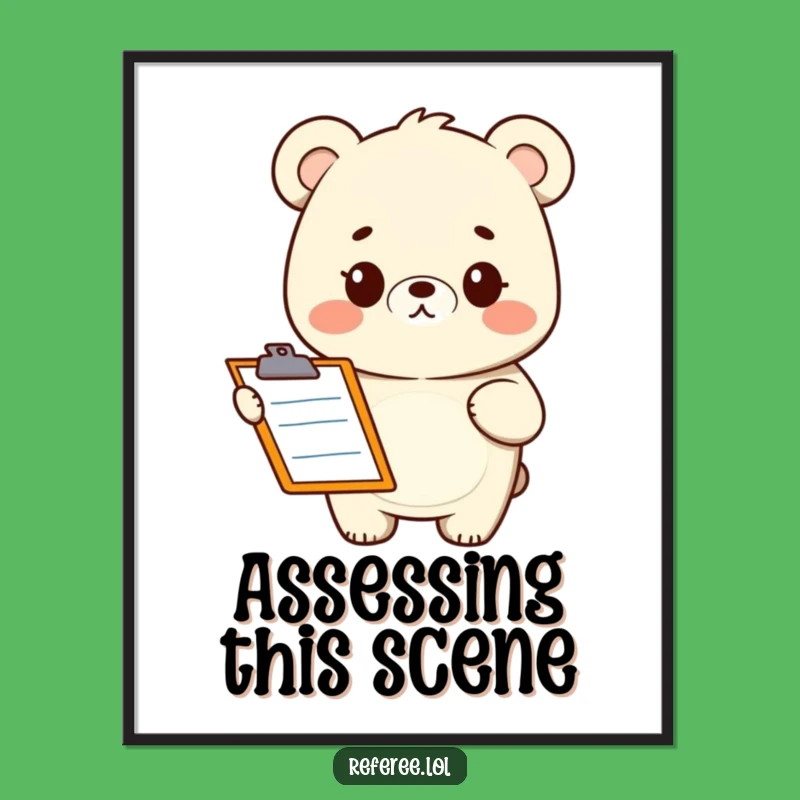 Funny Bear Clipboard Digital Art: Quirky Wall Decor, Perfect Gift Download