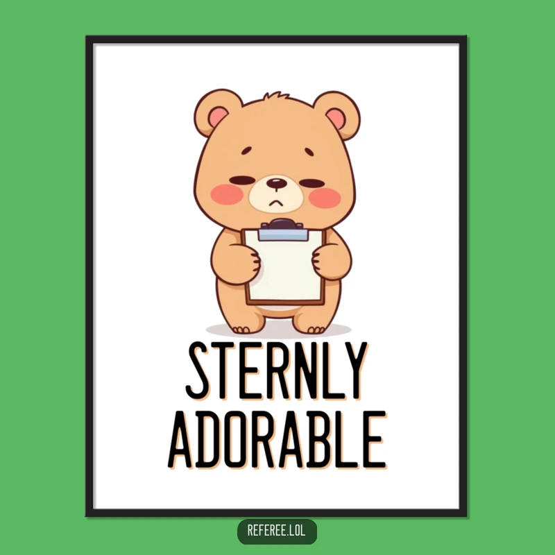 Funny Bear Clipboard Digital Art - Stern Cute Office Print