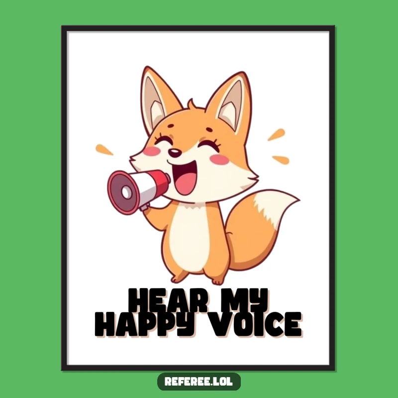 Funny Fox Megaphone Digital Art Print: Instant Cheerful Fox Gift for Energetic Decor!