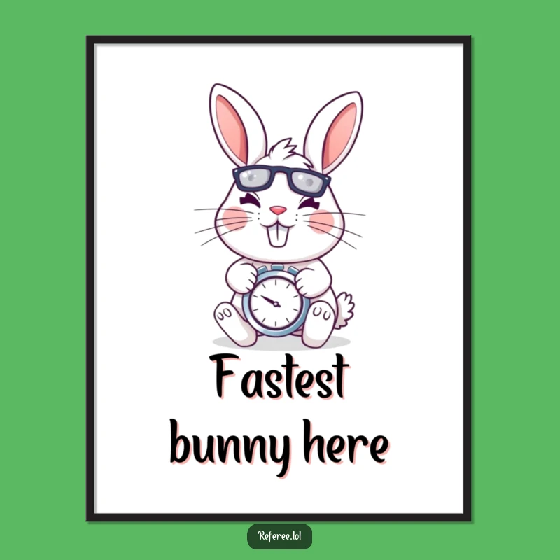 Funny Rabbit Stopwatch Digital Art - Energetic Print, Determined Look, Hilarious Decor