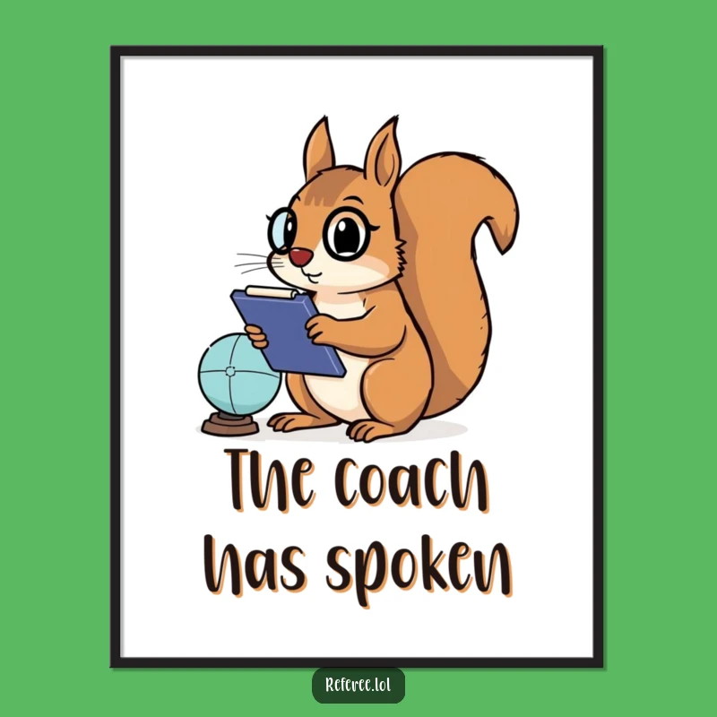 Funny Squirrel Digital Art: Determined Game Coach for Instant Decor