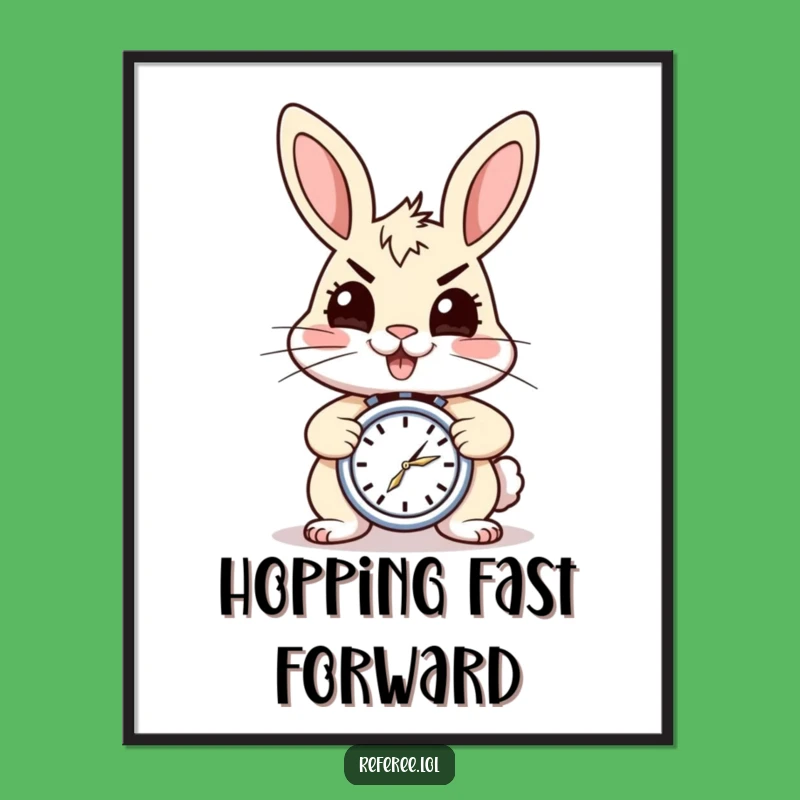 Funny Energetic Rabbit Stopwatch Art Print - Dynamic Decor and Perfect Gift