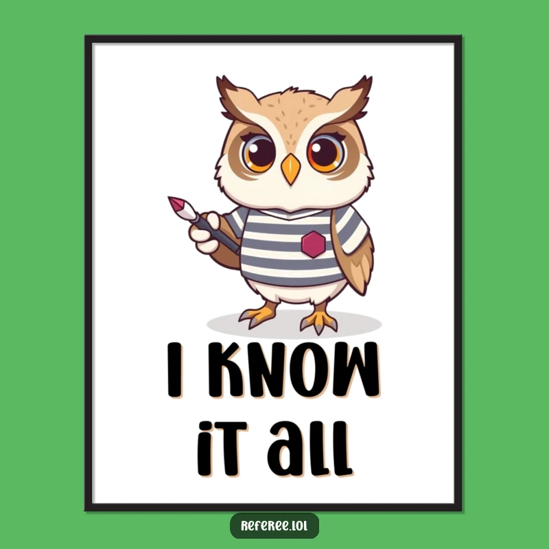 Funny Owl Digital Print: Wise Bird Art with Pointer, Instant Decor Gift