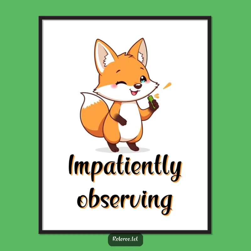 Funny Fox Whistle Digital Art: Eager Wall Decor, Perfect Gift Download