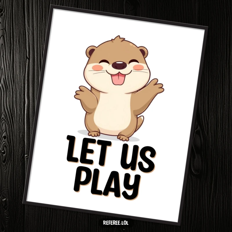 Funny Otter Digital Art Print of a cheerful otter with a wide grin, designed to bring playful charm and joy to your walls.