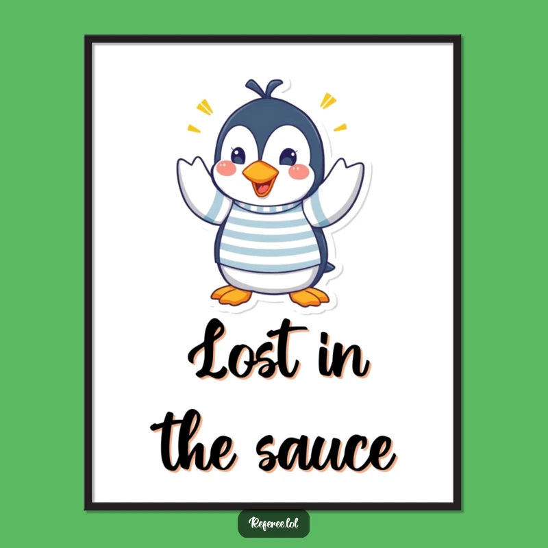 Funny Penguin Hand Signals Digital Art - Frantic Communication Print