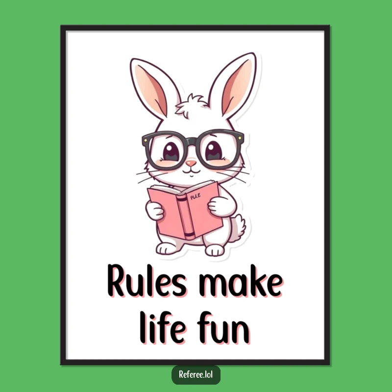 Funny Bunny Rule Book Digital Art Print: Instant Shy Bunny Gift for Studious Decor!