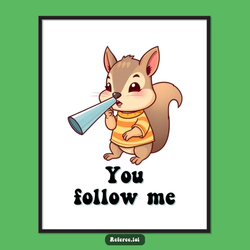 Funny Squirrel Referee Digital Print: Instant Comical Official Wall Art