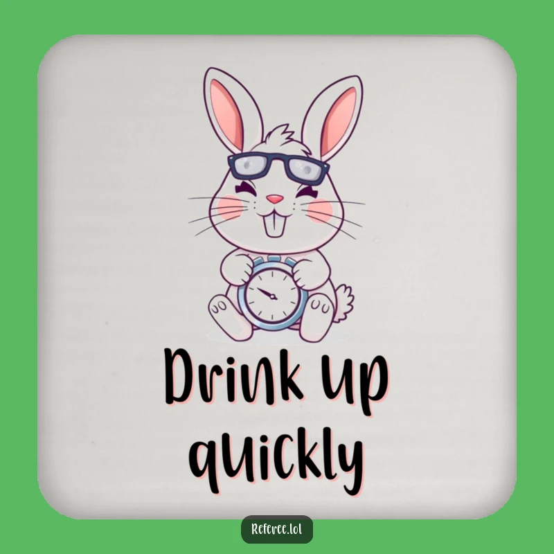 Funny Rabbit Stopwatch Drink Coaster - Energetic Protection, Determined Style, Humorous Gift
