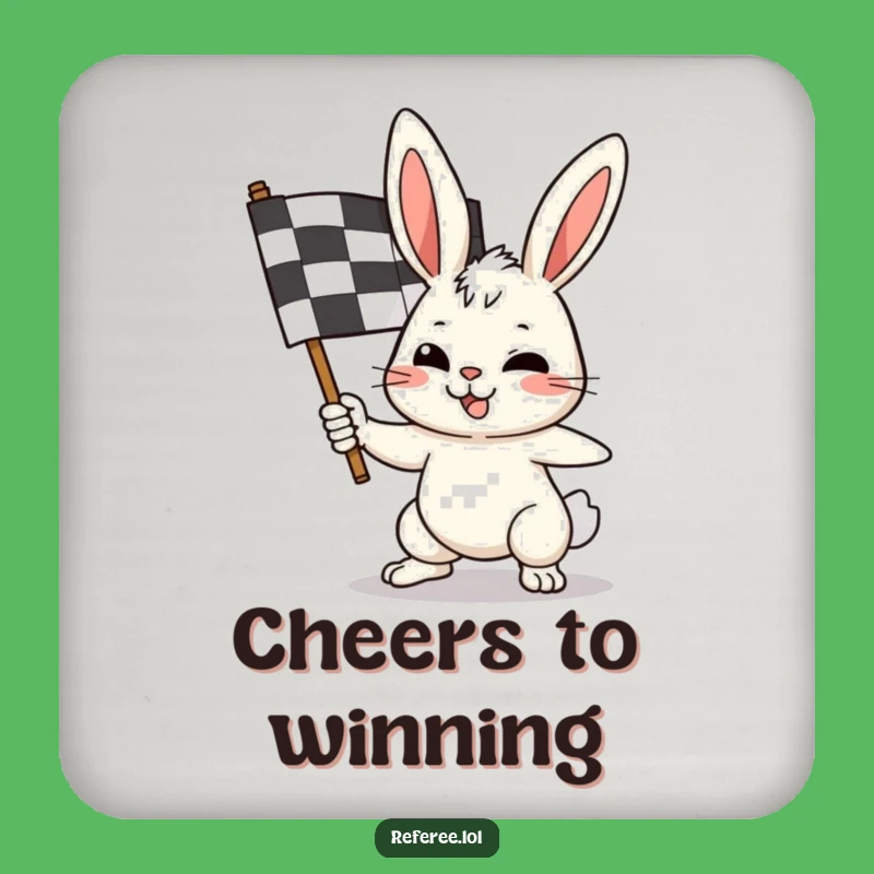 Funny Bunny Checkered Flag Coaster - Keep Surfaces Safe with Style