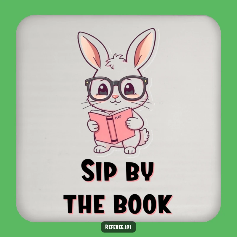 Funny Bunny Rule Book Drink Coaster: Protect Surfaces with a Shy Bunny Gift!