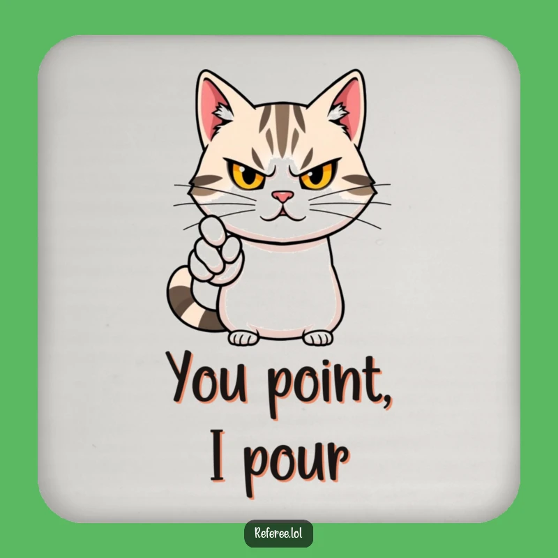 Funny Cat Pointing Coaster: Protect Surfaces with Assertive Style