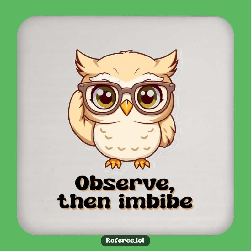 Funny Owl Glasses Coaster: Focused Decor, Hilarious Gift