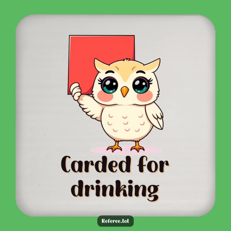 Funny Owl Red Card Coaster: Protect Surfaces with Factual Authority!