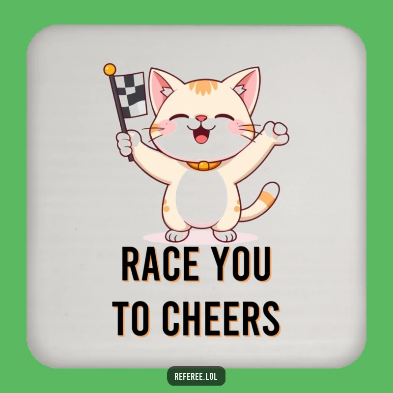 Funny Racing Cat Coaster: Protect Your Table with Feline Flair!