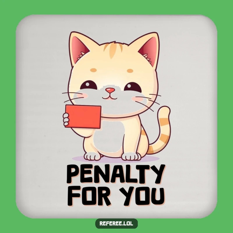 Funny Cat Red Card Coaster - Protect Surfaces with Feline Flair