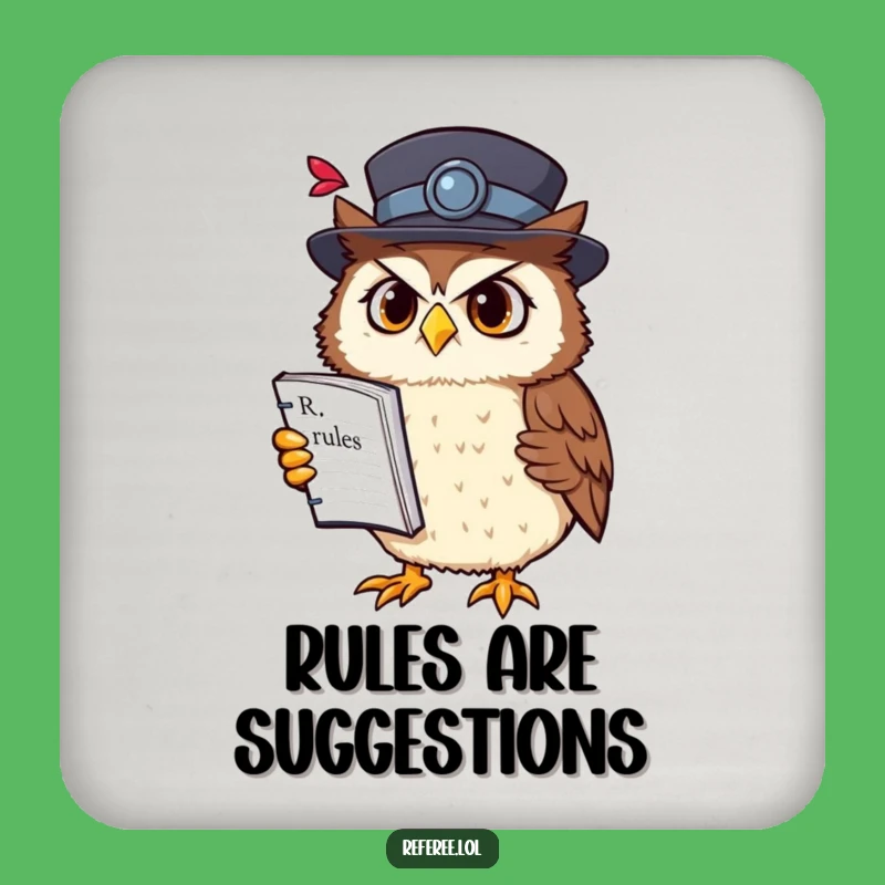Funny Owl Rulebook Coaster: Protect Surfaces with Intellectual Charm