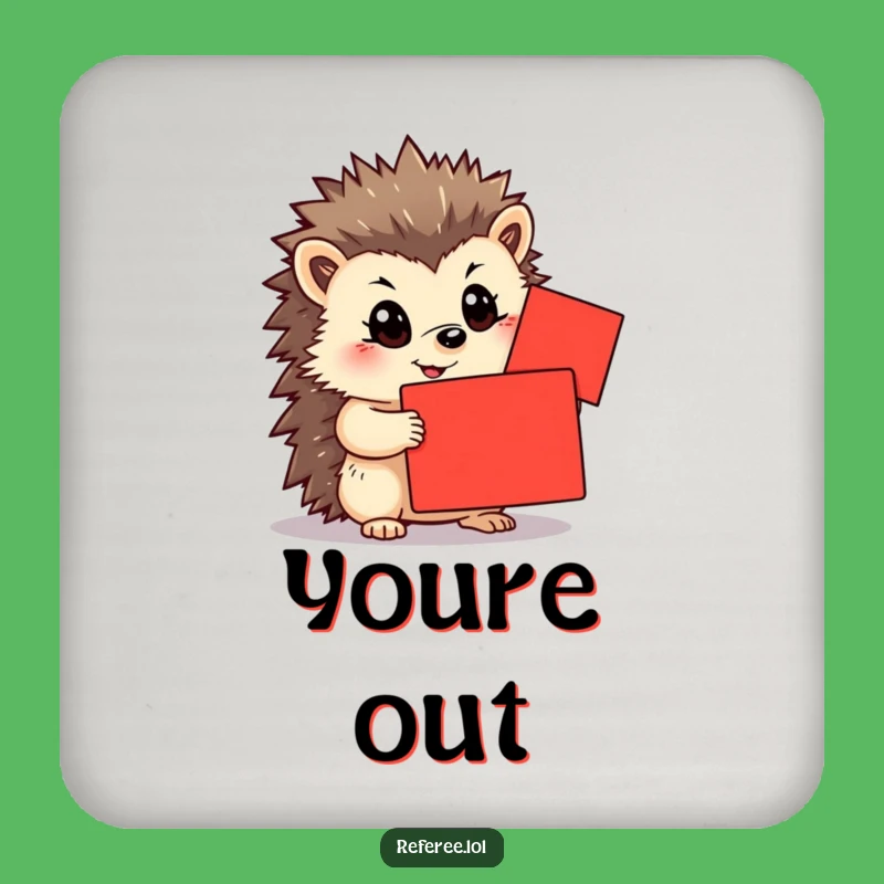 Funny Determined Hedgehog Card Coaster - Protect Surfaces with Motivational Humor