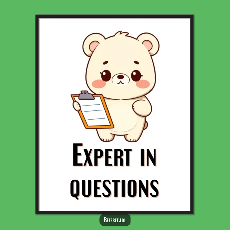 Funny Bear Clipboard Poster: Quirky Animal Art, Perfect Gift for Wall Decor
