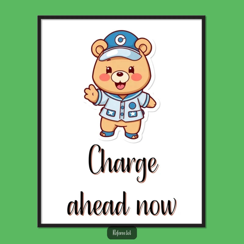 Funny Bear Coach Poster: Energetic & Motivational Sports Wall Art