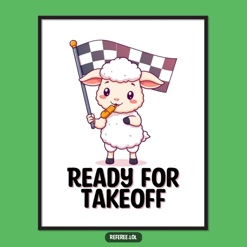 Funny Kawaii Sheep Referee Poster - Cute Game Art Gift