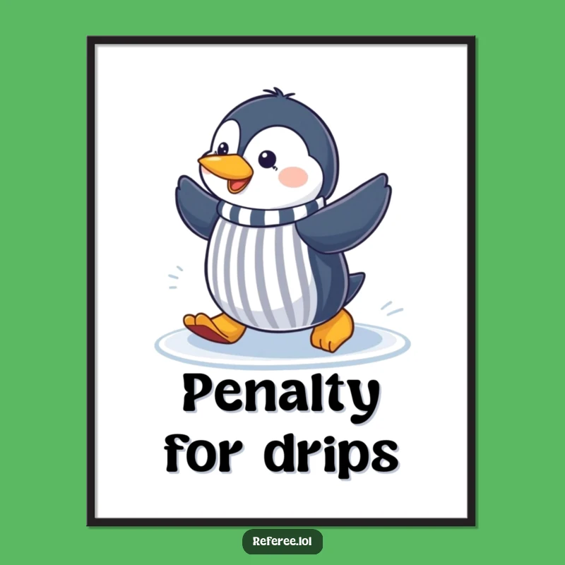 Funny Penguin Referee Poster: Hilarious Wall Art for the Ultimate Sports Fan
